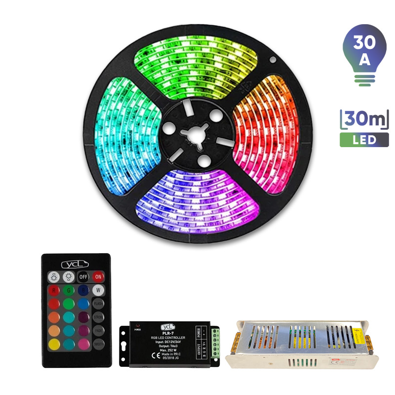 Ycl 30m RGB Şerit Led 30A Adaptör 252W RGB Kumanda