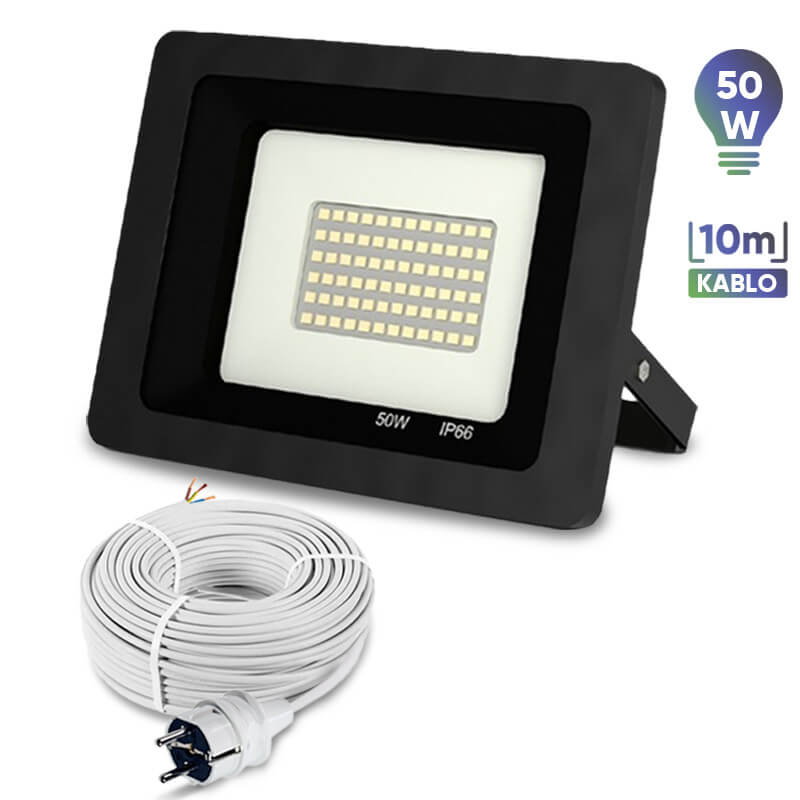 Ycl 50W Led Projektör 3X0,75 TTR Çok Damarlı Kablo 10mt